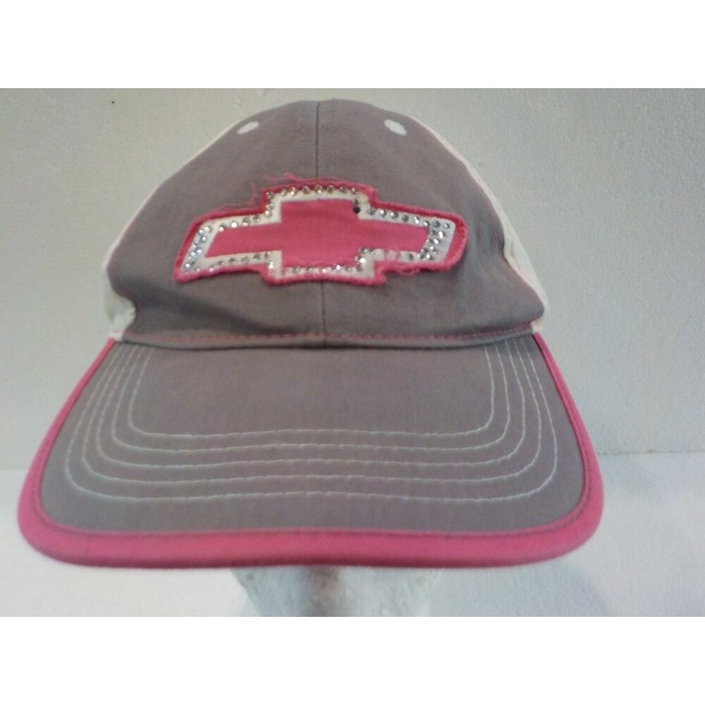 Chevy Hat Cap Women’s White Pink Gray Chevrolet GM Infinity Strap Back OSFM